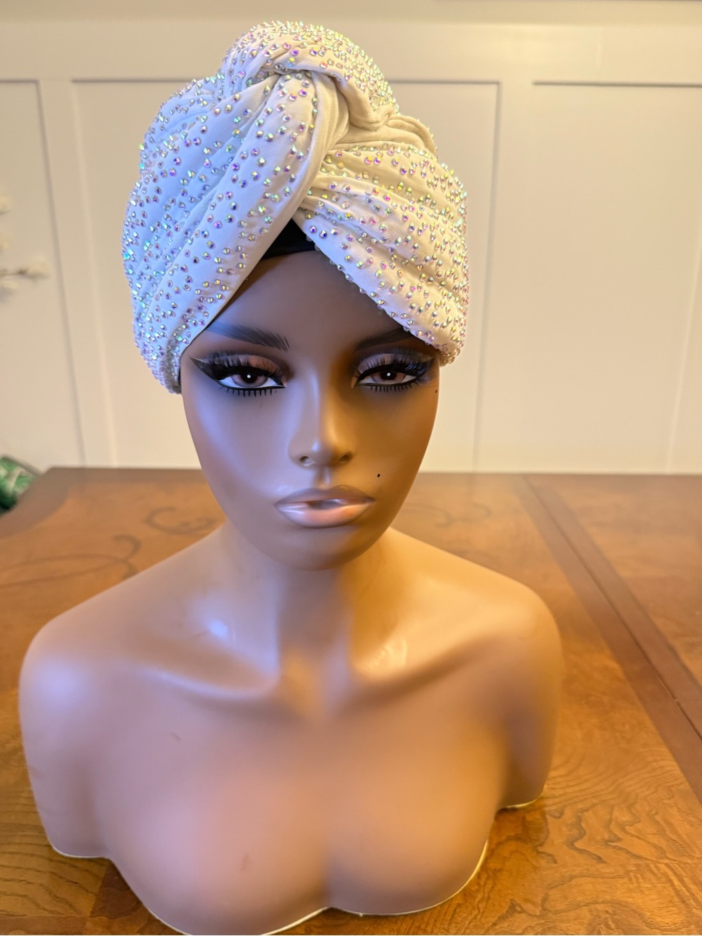 Stoned White Turban Headwrap